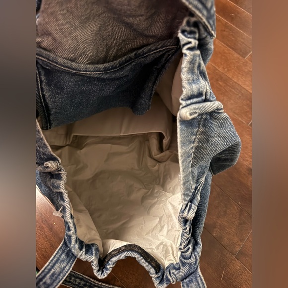 Vintage northern reflections beach Denim Tote Bag with Nautical Patch - Blue - Picture 3 of 5